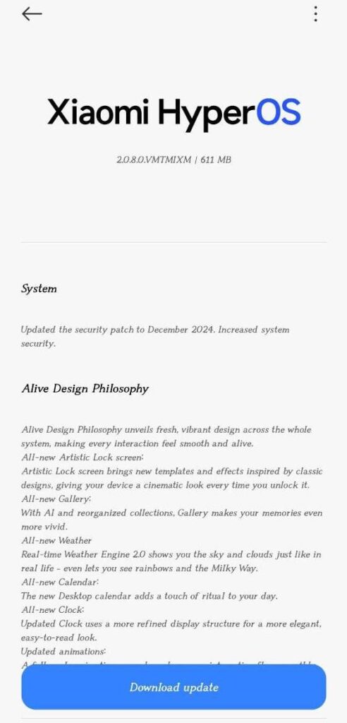 Redmi Note 12 4G Hyper OS 2.0 Update