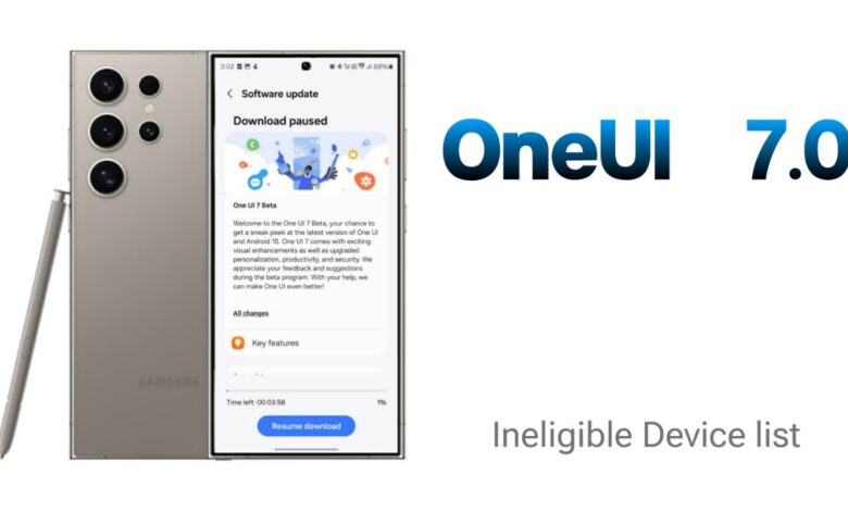 Samsung OneUI 7.0 Ineligible device list